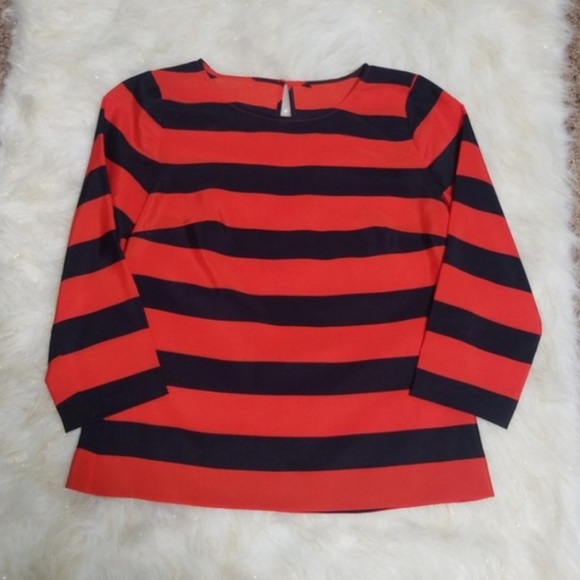 J. CREW Red Navy Stripe Blouse - Picture 3 of 3